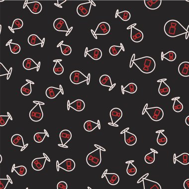 Line Video sohbet konferansı simgesi siyah arkaplanda izole edilmiş kusursuz desen. Çevrimiçi iş görüşmesi formu. Uzak proje yönetimi. Vektör