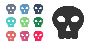 Siyah Kafatası simgesi beyaz arkaplanda izole edildi. Mutlu Cadılar Bayramı Partisi. Simgeleri renklendirin. Vektör