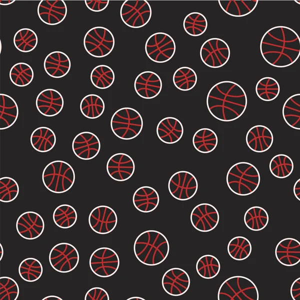 Linie Basketball Ball Symbol isoliert nahtlose Muster auf schwarzem Hintergrund. Sport-Symbol. Vektor — Stockvektor