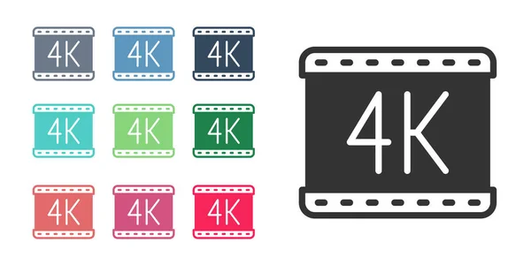 Black 4k movie, tape, frame icon isolated on white background. Set icons colorful. Vector — Stock vektor