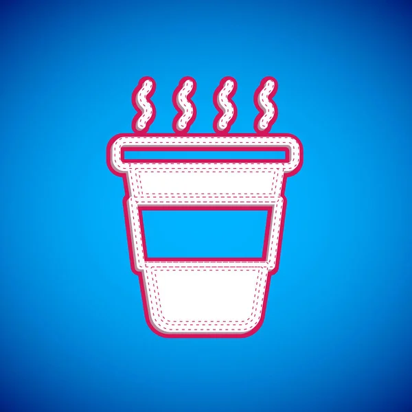 Біла чашка кави - ікона, ізольована на синьому фоні. Вектор — стоковий вектор