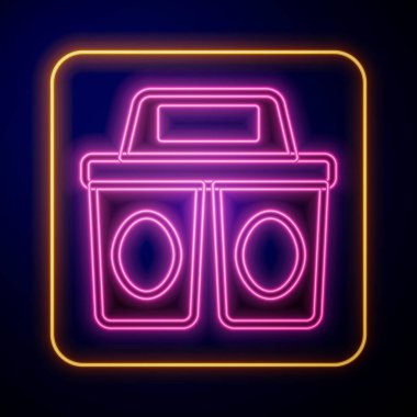 Siyah arka planda izole edilmiş parlak neon kahve fincanı. Vektör