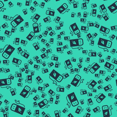 Siyah Benzin istasyonu ikonu ya da benzin istasyonu ikonu yeşil arka planda izole edilmiş. Araba yakıtı sembolü. Benzin pompası. Vektör