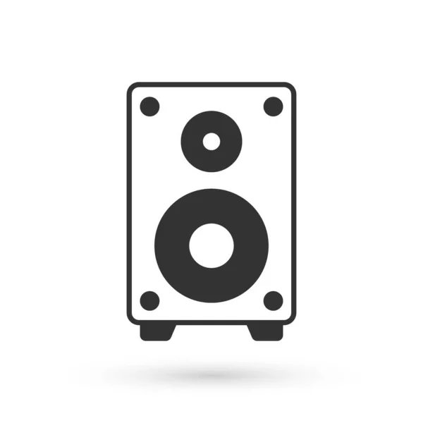 Grey Stereo ηχείο εικονίδιο απομονώνονται σε λευκό φόντο. Ηχεία ηχοσυστήματος. Εικονίδιο. Μουσικός εξοπλισμός μπάσου. Διάνυσμα — Διανυσματικό Αρχείο
