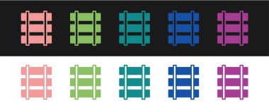 Demiryolu, demiryolu ikonu siyah beyaz arka planda izole edildi. Vektör