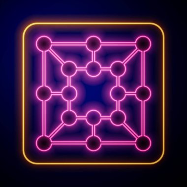 Parlayan neon oyun simgesi siyah arkaplanda izole edildi. Vektör