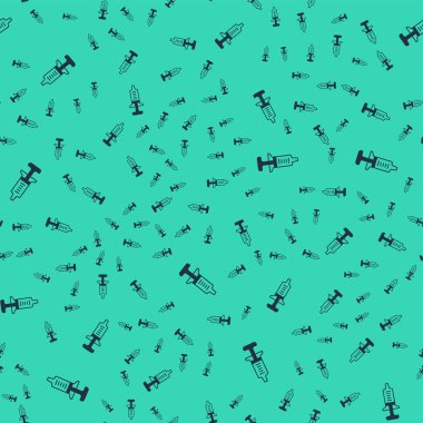 Siyah Şırınga ikonu yeşil arkaplandaki kusursuz deseni izole etti. Aşı için şırınga, aşı, iğne, grip aşısı. Tıbbi ekipman. Vektör