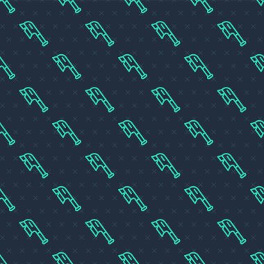 İkonun temizlenmesi için yeşil çizgi fırçası mavi arka planda izole edilmiş pürüzsüz desen. Temizlik hizmeti konsepti. Vektör