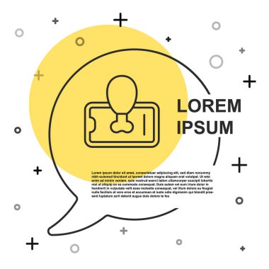 Siyah çizgi yiyecek siparişi, beyaz arka planda izole edilmiş mobil ikon. Cep telefonuyla sipariş verin. Restoran yemek teslimatı konsepti. Rastgele dinamik şekiller. Vektör