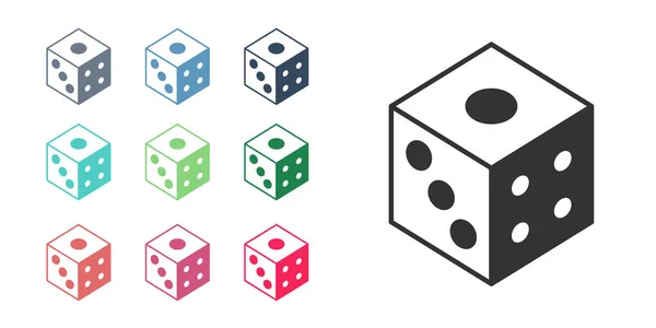 Black Game Würfel Symbol isoliert auf weißem Hintergrund. Casino-Glücksspiel. Setzen Sie Symbole bunt. Vektor — Stockvektor