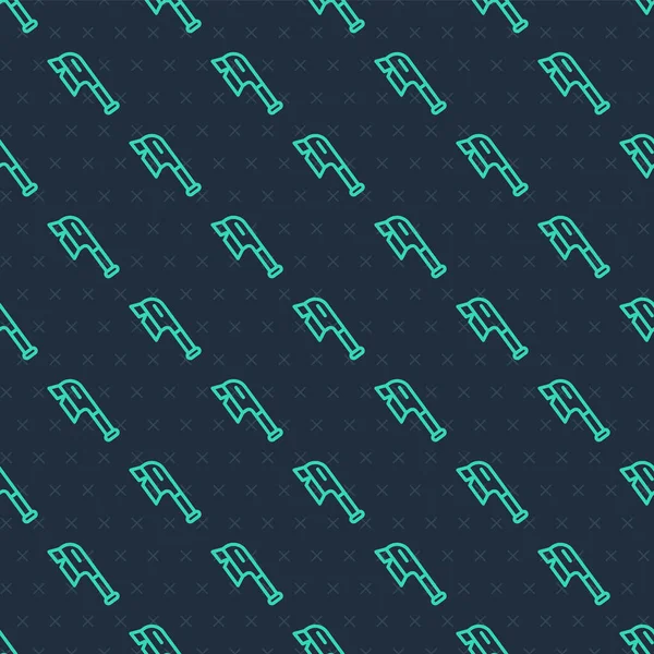 İkonun temizlenmesi için yeşil çizgi fırçası mavi arka planda izole edilmiş pürüzsüz desen. Temizlik hizmeti konsepti. Vektör