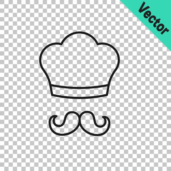 Icono cocinero italiano de línea negra aislado sobre fondo transparente. Vector — Vector de stock