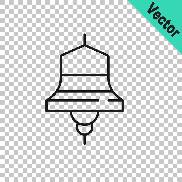 Schwarze Linie Schiffsglocke Symbol isoliert auf transparentem Hintergrund. Vektor — Stockvektor