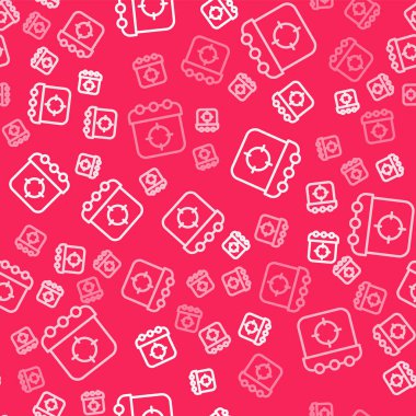 Beyaz çizgi, hedef spor ikonu kırmızı arka planda izole edilmiş kusursuz desen. Atış mesafesi ya da atış mesafesi için sayıları olan temiz bir hedef. Vektör