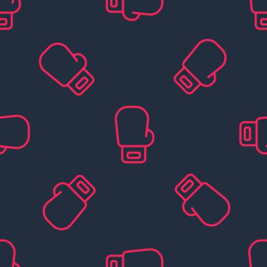 Kırmızı çizgi boks eldiveni simgesi siyah arka planda izole edilmiş. Vektör