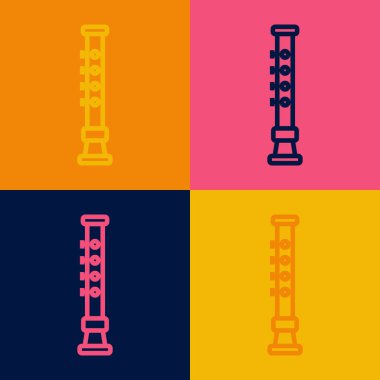 Pop Art Line Flüt simgesi renk arkaplanında izole edildi. Müzik aleti. Vektör
