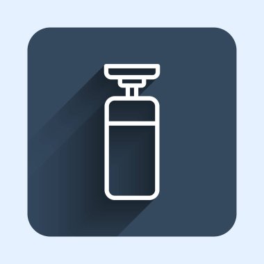 Beyaz çizgi Kum Torbası simgesi uzun gölge arkaplan izole. Mavi kare düğme. Vektör