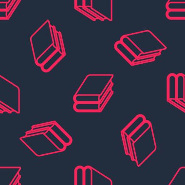 Kırmızı çizgi Kitap simgesi siyah arkaplanda izole edilmiş. Vektör