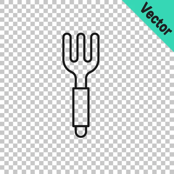 Ikon Fork garis hitam diisolasi pada latar belakang transparan. Simbol Cutlery. Vektor - Stok Vektor