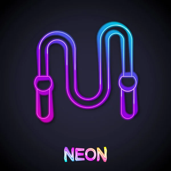 Glowing neon line Jump rope icon isolated on black background. Skipping rope. Sport equipment. Vector — Stock Vector