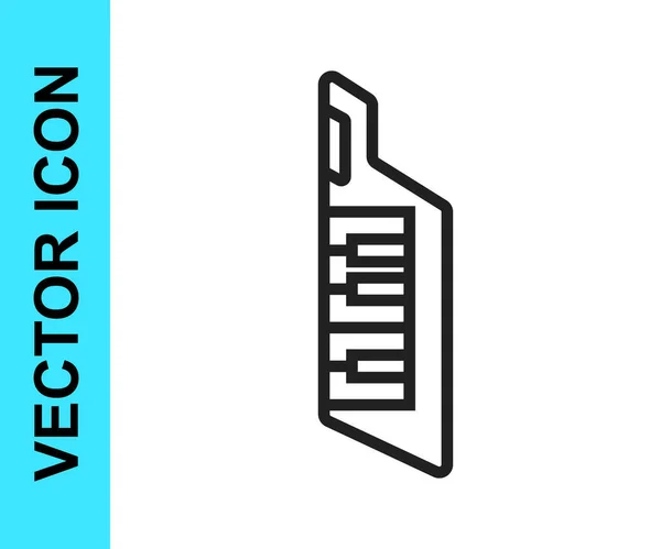 Icono Keytar de línea negra aislado sobre fondo blanco. Instrumento musical. Vector — Vector de stock