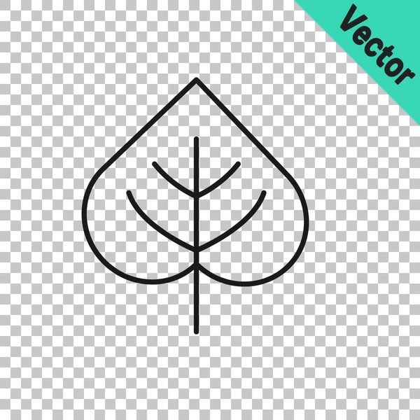 Black Line Leaf Symbol isoliert auf transparentem Hintergrund. Laubblätter winken. Symbol für frisches Naturprodukt. Vektor — Stockvektor