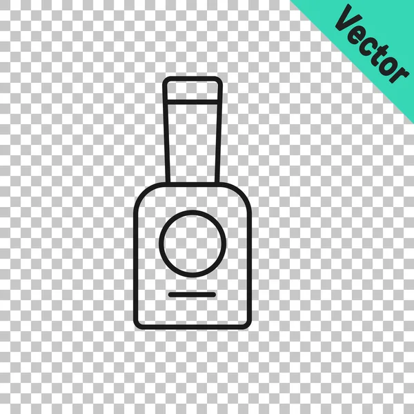 Línea negra Botella de esmalte de uñas icono aislado sobre fondo transparente. Vector — Vector de stock