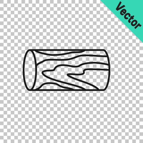 Black line Wooden log icon isolated on transparent background. Stack of firewood. Vector — Stock Vector