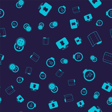 Elbiseler için dikiş düğmesi, kumaş rulo, Deri ve Yuvarlak işlemeli işlemeli halkayı dikişsiz desen üzerine ayarla. Vektör