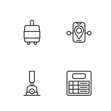 Hat tren istasyonu tahtası, Arrow demiryolu, bavul ve rota ikonu için ayarlayın. Vektör