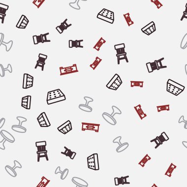 Yatağı, sandalyeyi, yuvarlak masayı ve televizyonu kusursuz bir şekilde ayarla. Vektör