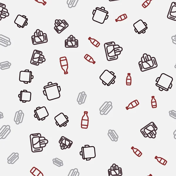 Hattı kur, yemek siparişi ver, Hotdog ve bir şişe şarap kusursuz olsun. Vektör