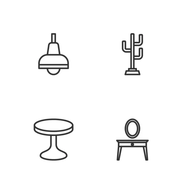 集线装餐桌,圆形,灯笼悬挂和外套为一体的图标.B.病媒 — 图库矢量图片