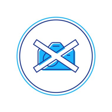 Doldurulmuş ana hatlar yasağı işareti beyaz arkaplanda izole edilmiş hiçbir video kayıt simgesi yok. Vektör