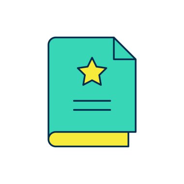 Beyaz arkaplanda izole edilmiş taslak senaryo simgesi. Sanat projeleri, filmler, tiyatrolar için senaryo okuma konsepti. Vektör