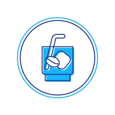 Beyaz arka planda izole edilmiş ana hatlı Espresso tonik kahve ikonu. Vektör