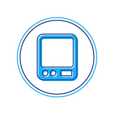 Beyaz arka planda izole edilmiş elektronik kahve ölçekli ikon. Ağırlık ölçüm aletleri. Vektör