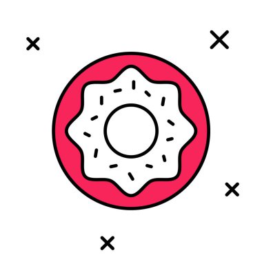 Beyaz arka planda izole edilmiş tatlı jöleli donut. Vektör