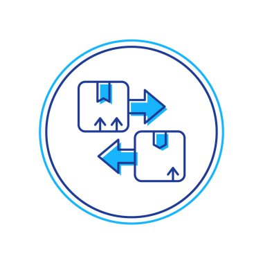 Beyaz arkaplanda izole edilmiş trafik sembolü simgesi olan karton kutu dolduruldu. Kutu, paket, paket işareti. Teslimat, ulaşım ve nakliye. Vektör