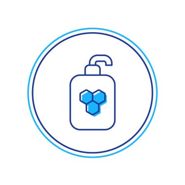 Beyaz arka planda izole edilmiş bal ikonu içeren ana hatlı kozmetik tüp. Doğal cilt bakımı. Vektör