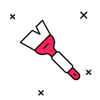 Doldurulmuş ana hatlı arıcılık fırçası simgesi beyaz arkaplanda izole edildi. Arı yetiştiricisinin aleti. Vektör