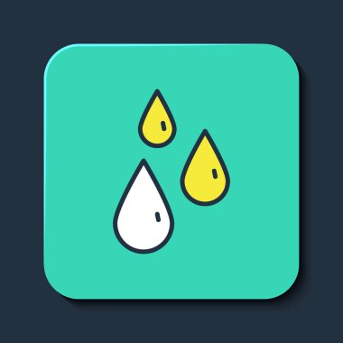 Doldurulmuş bal damlaları simgesi mavi arkaplanda izole edildi. Bal hücrelerinin sembolü. Tatlı doğal yemek. Turkuaz kare düğme. Vektör