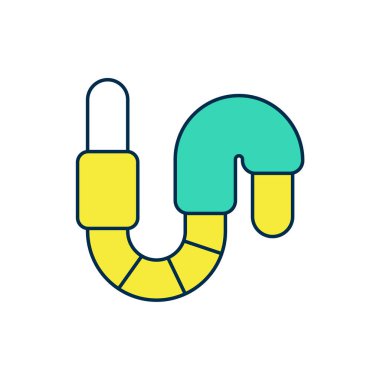 Doldurulmuş ana hatlı solucan simgesi beyaz arkaplanda izole edildi. Balık oltası. Vektör