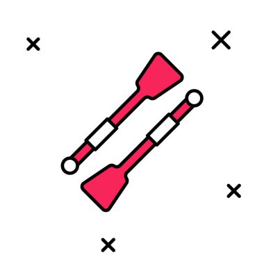 Beyaz arka planda izole edilmiş kürek ya da kürek dolu tekne simgesi. Vektör