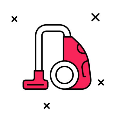 Doldurulmuş elektrik süpürgesi simgesi beyaz arkaplanda izole edildi. Vektör