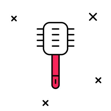 Doldurulmuş ana hatlı tuvalet fırçası simgesi beyaz arkaplanda izole edildi. Temizlik hizmeti konsepti. Vektör