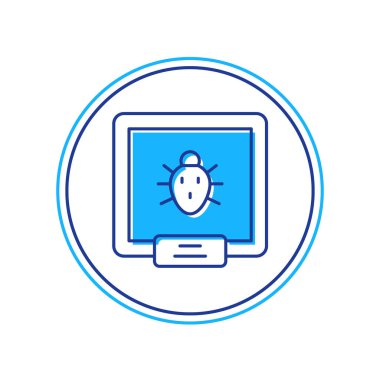 Beyaz arka planda izole edilmiş ana hatlı Colorado böceği ikonu. Vektör