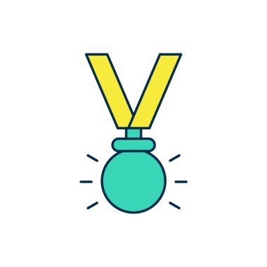 Doldurulmuş Madalya simgesi beyaz arkaplanda izole edildi. Kazanan sembol. Vektör