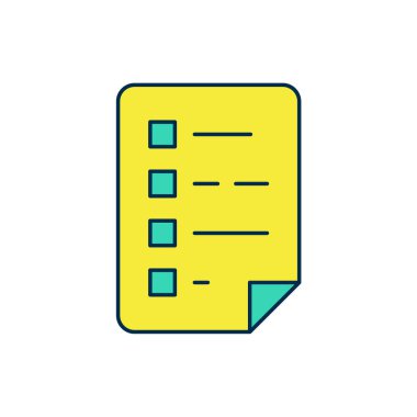 Beyaz arkaplanda izole edilmiş kontrol listesi simgesiyle doldurulmuş pano. Kontrol listesi sembolü. Anket anketi ya da anket geri bildirim formu. Vektör