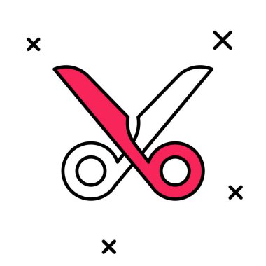 Doldurulmuş makas simgesi beyaz arkaplanda izole edildi. Alet kesme işareti. Vektör